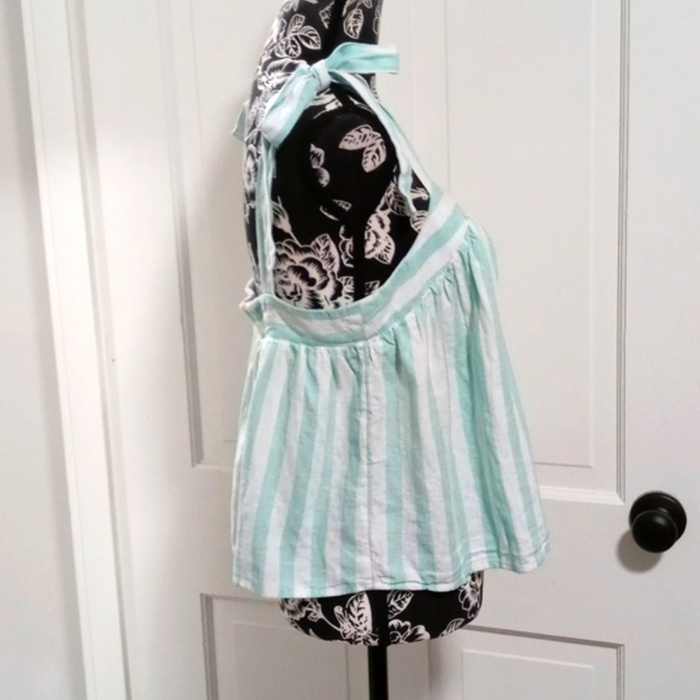 🆕️ 🌴Stoney Clover x Target🌴 - Green/White Stripe Linen Blend Tie Shoulder Top - Picture 6 of 10